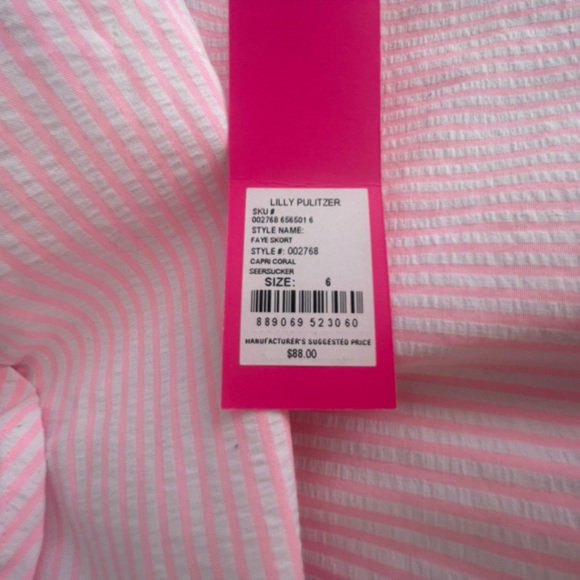 Lilly Pulitzer Faye Skort Capri Coral Seersucker - Picture 4 of 5